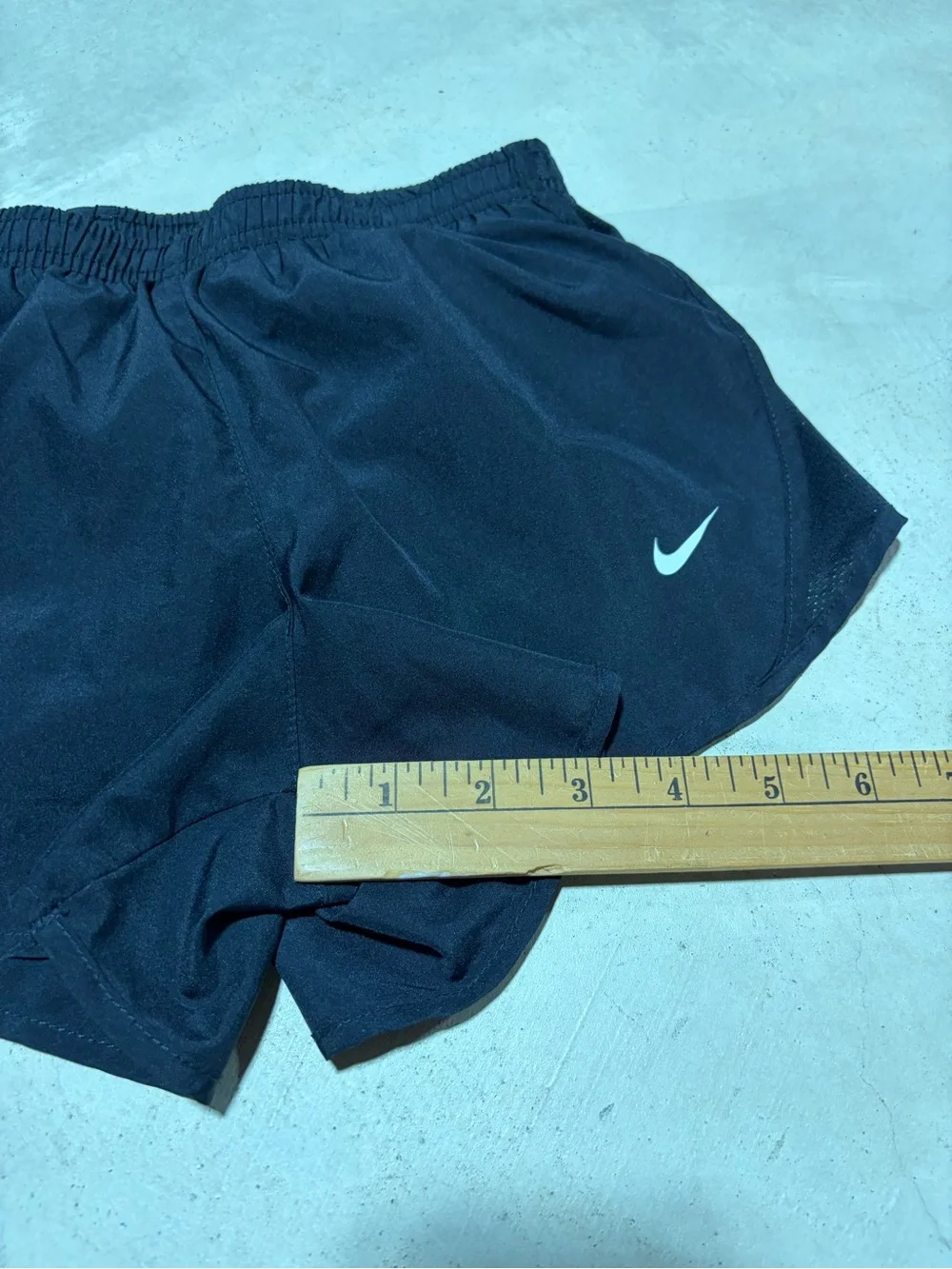 Nike Black Kids Running Shorts with White Swoosh small